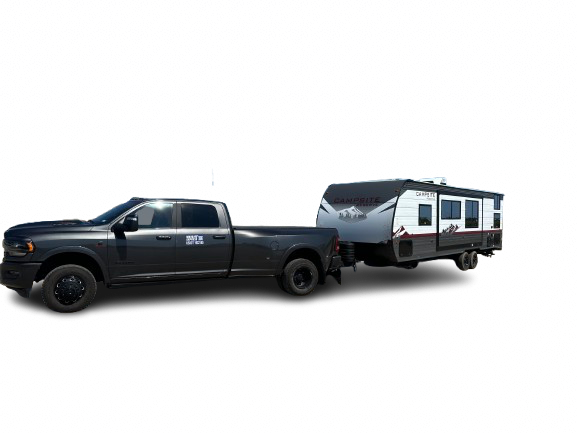 Mission Ready RV Transport — truck and trailer